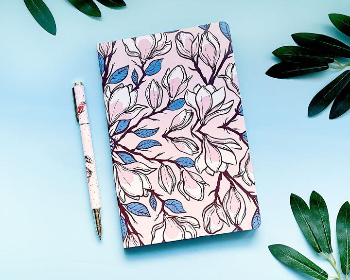 Magnolia Patterned Blank Pages Notebook