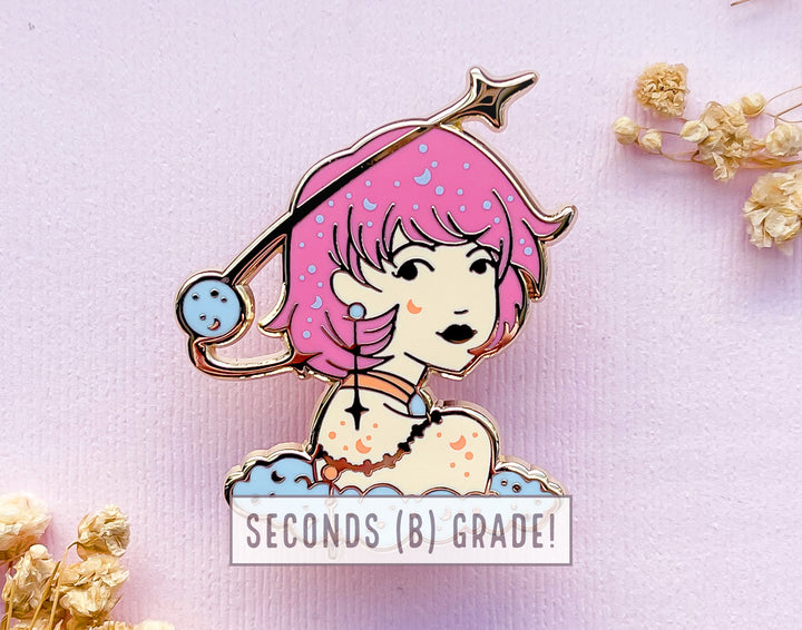 March Witch Aquamarine Enamel Pin (Seconds)
