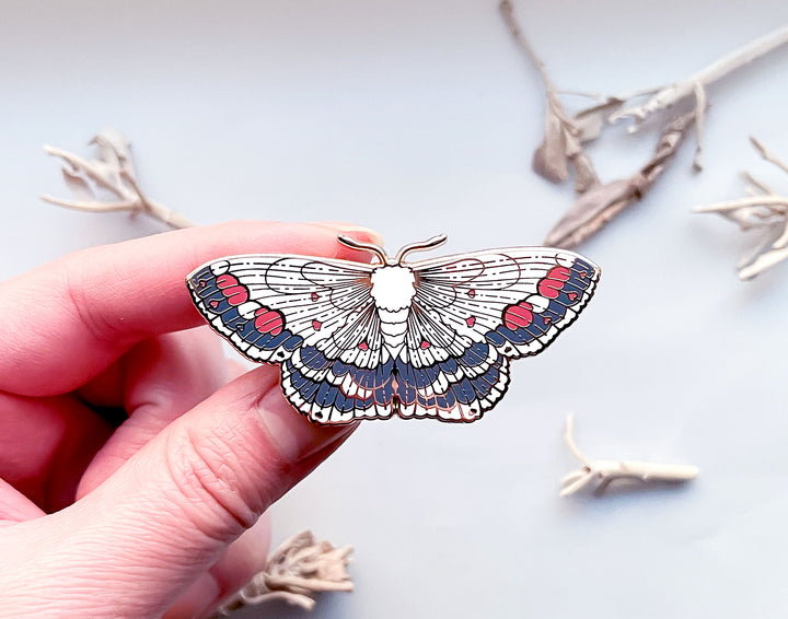 Middle Lace Border Moth (Scopula decorata) Enamel Pin