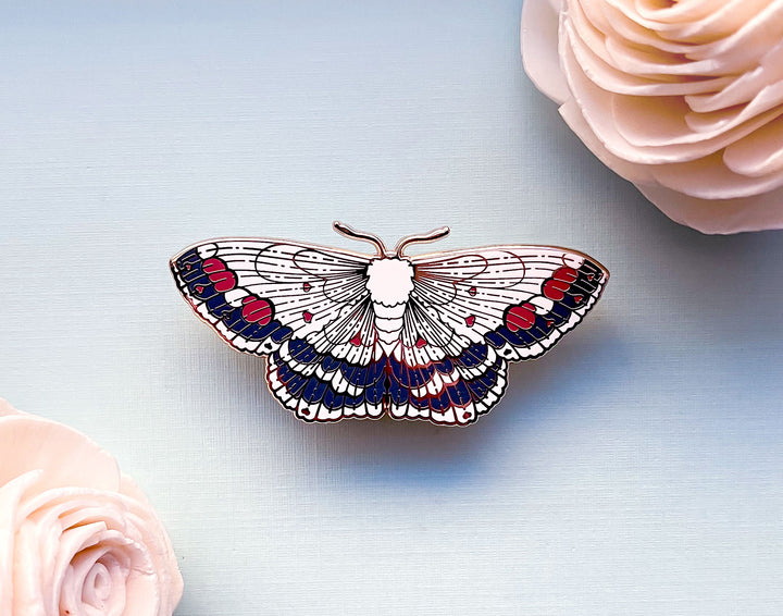 Middle Lace Border Moth (Scopula decorata) Enamel Pin