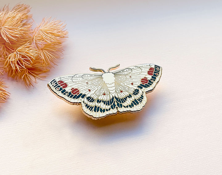 Middle Lace Border Moth (Scopula decorata) Enamel Pin