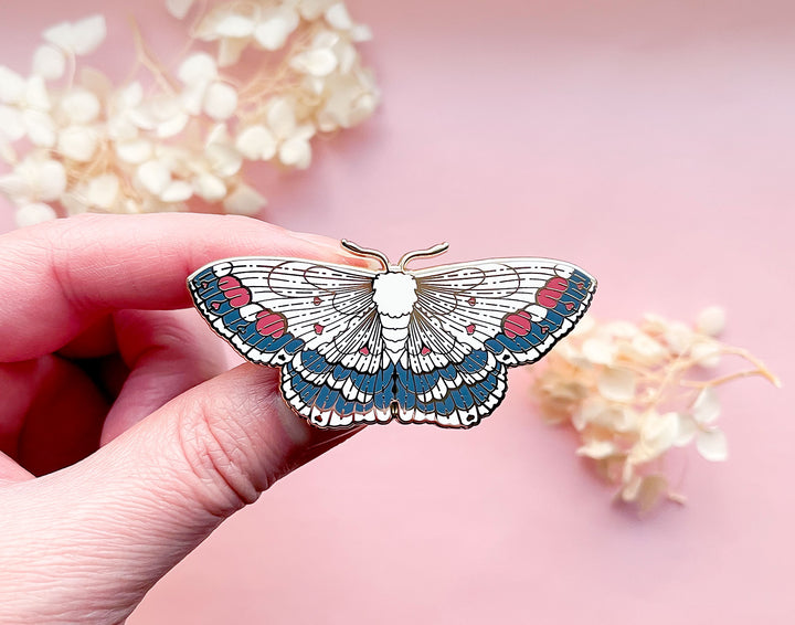 Middle Lace Border Moth (Scopula decorata) Enamel Pin