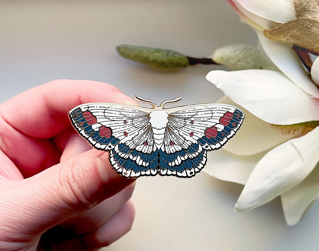 Middle Lace Border Moth (Scopula decorata) Enamel Pin