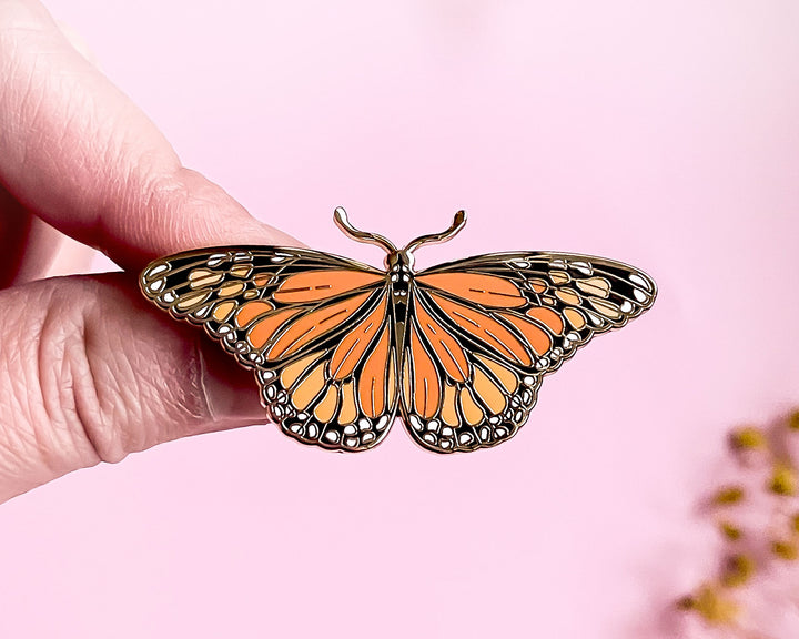 Gold Monarch Butterfly (Danaus plexippus) Enamel Pin