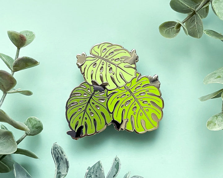 Monstera Leaves and Butterflies Enamel Pin