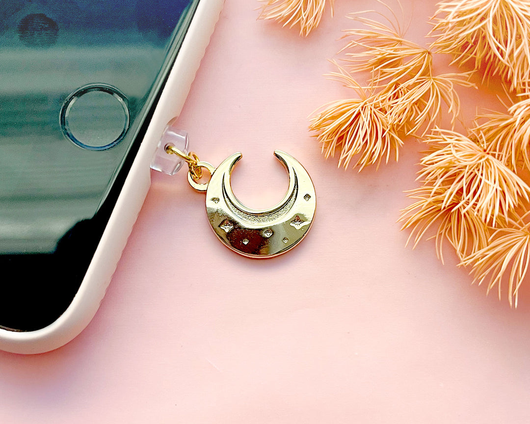 Crescent Moon Dust Plug Charm