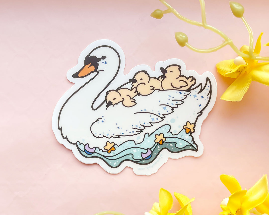 The Mothership Swan and Cygnets Clear Vinyl Sticker