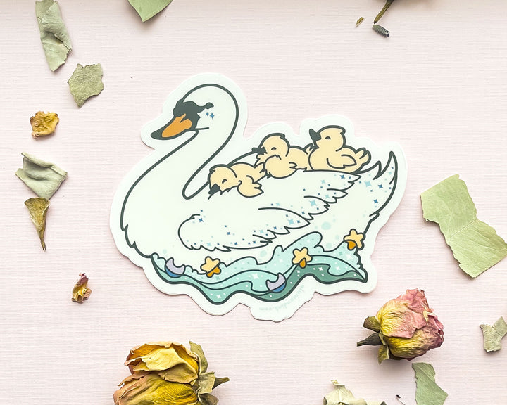 The Mothership Swan and Cygnets Clear Vinyl Sticker