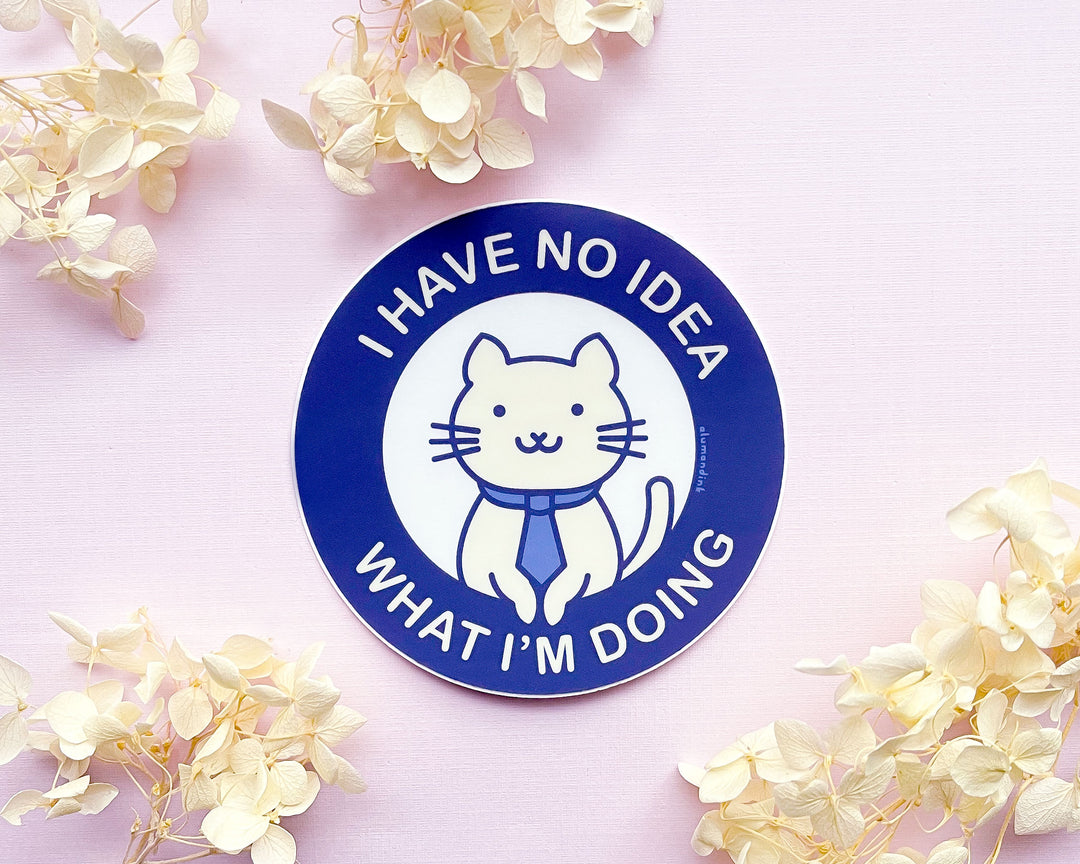 I Have No Idea What I'm Doing Office Cat Clear Vinyl Sticker