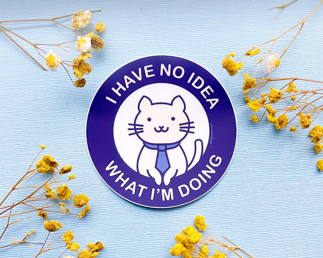 I Have No Idea What I'm Doing Office Cat Clear Vinyl Sticker