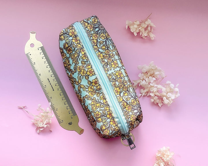 Yellow Mai Flower Branches Patterned Pouch