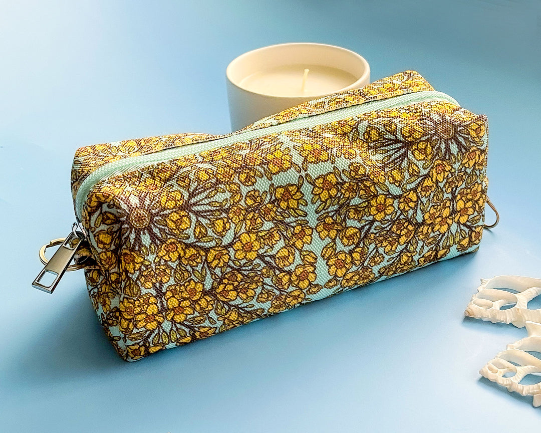 Yellow Mai Flower Branches Patterned Pouch