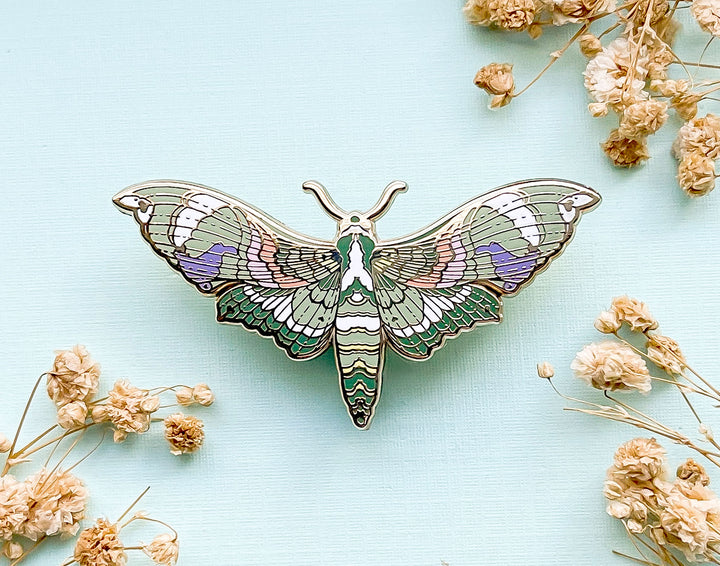 Oleander Hawkmoth (Daphnis nerii) Enamel Pin