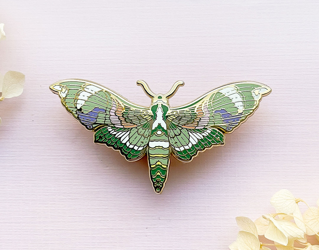 Oleander Hawkmoth (Daphnis nerii) Enamel Pin
