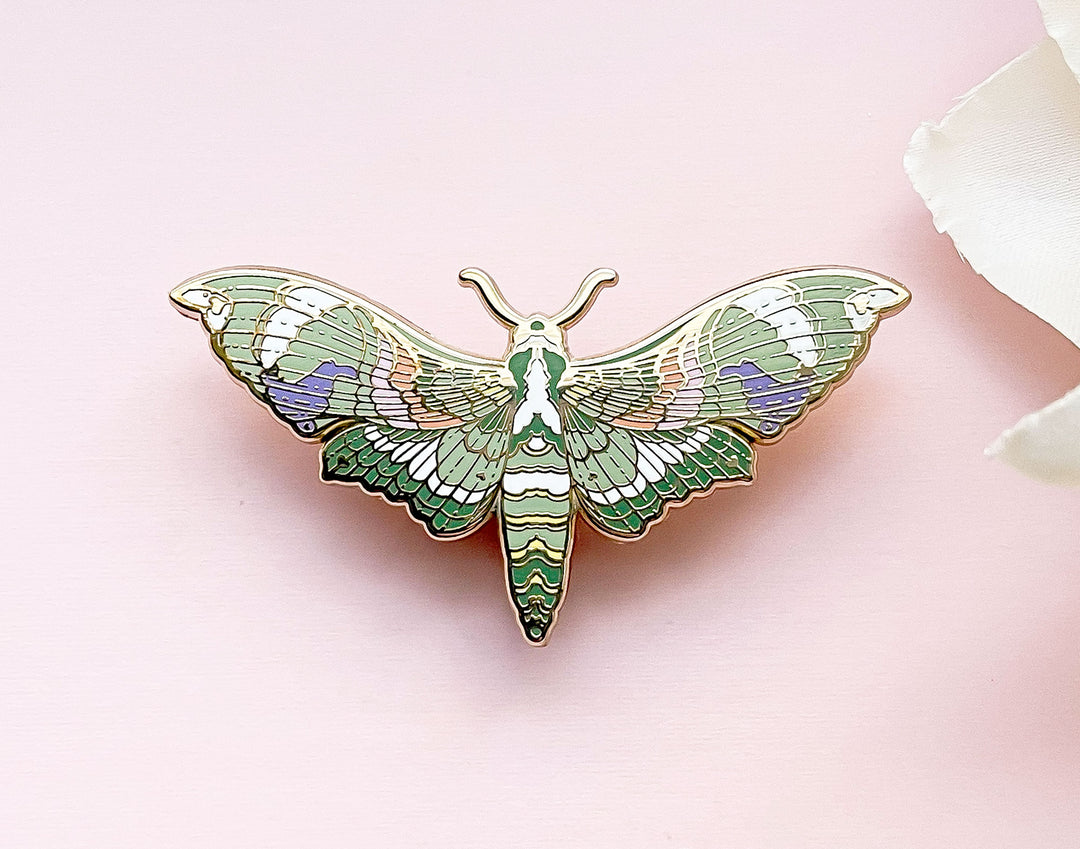 Oleander Hawkmoth (Daphnis nerii) Enamel Pin