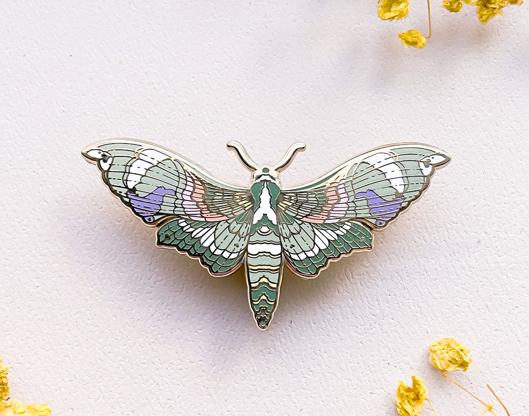 Oleander Hawkmoth (Daphnis nerii) Enamel Pin