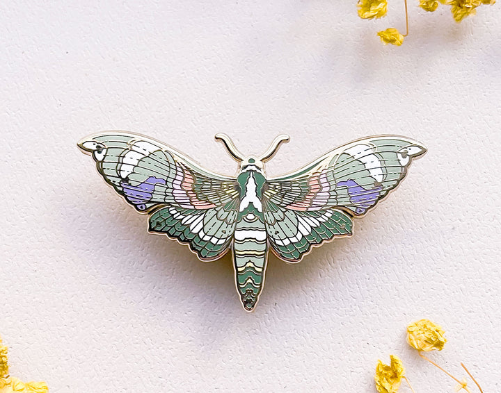 Oleander Hawkmoth (Daphnis nerii) Enamel Pin