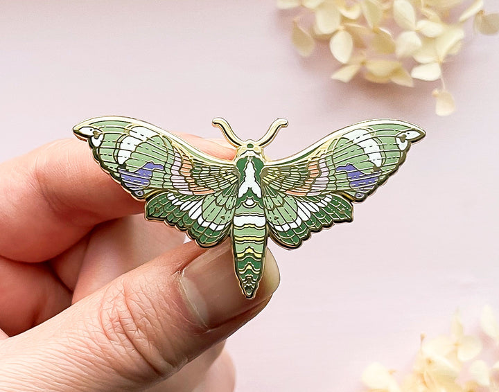 Oleander Hawkmoth (Daphnis nerii) Enamel Pin