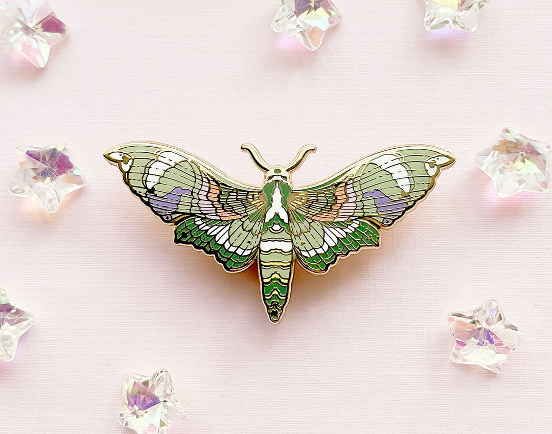 Oleander Hawkmoth (Daphnis nerii) Enamel Pin