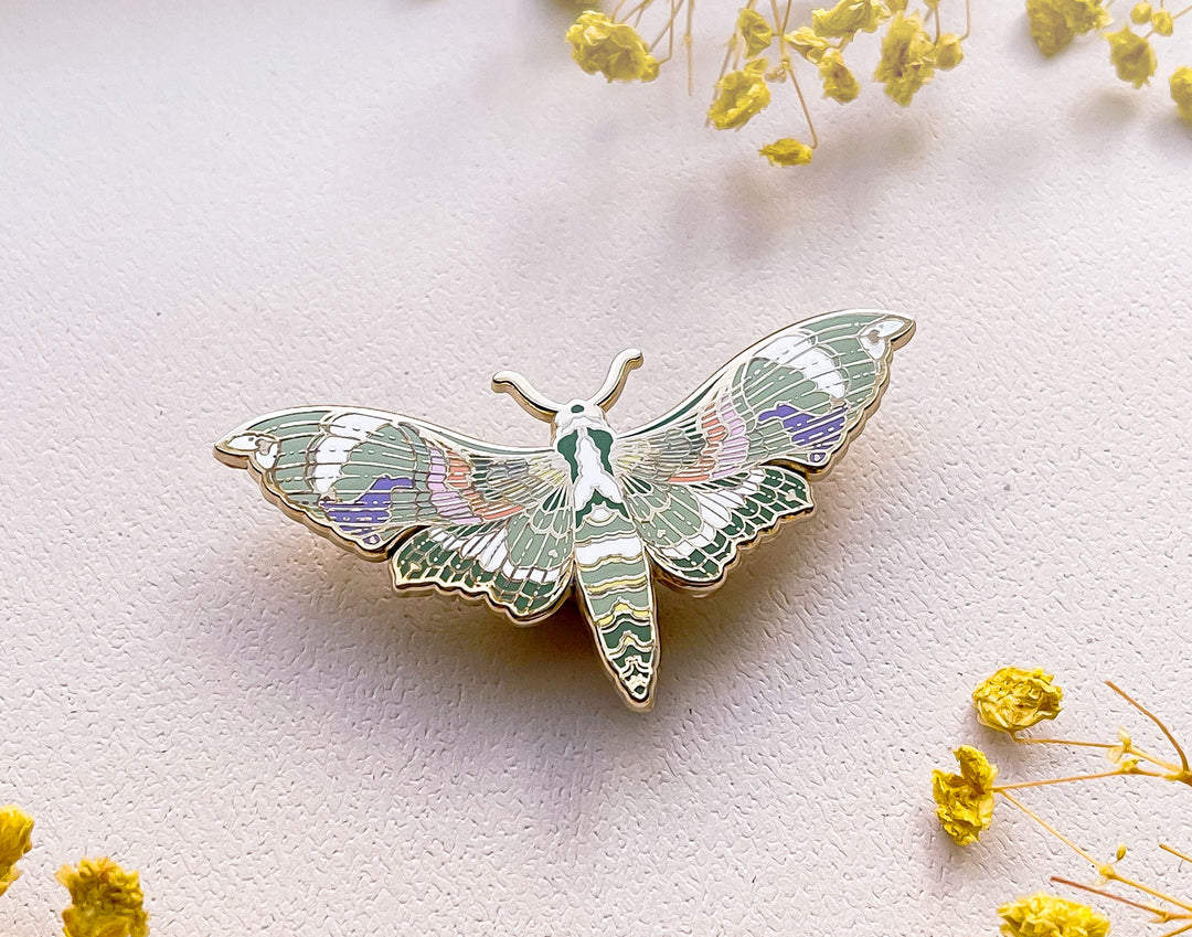 Oleander Hawkmoth (Daphnis nerii) Enamel Pin