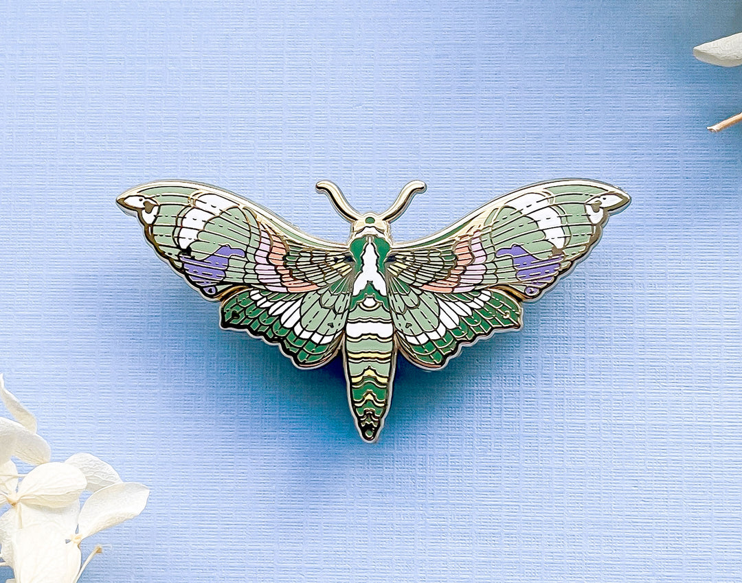 Oleander Hawkmoth (Daphnis nerii) Enamel Pin