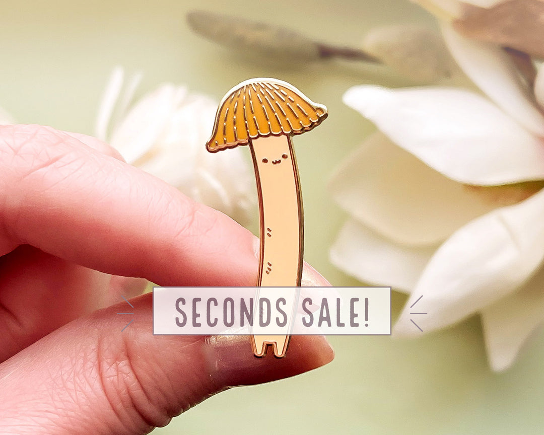 Orange Bonnet Mushroom Enamel Pin (Seconds)