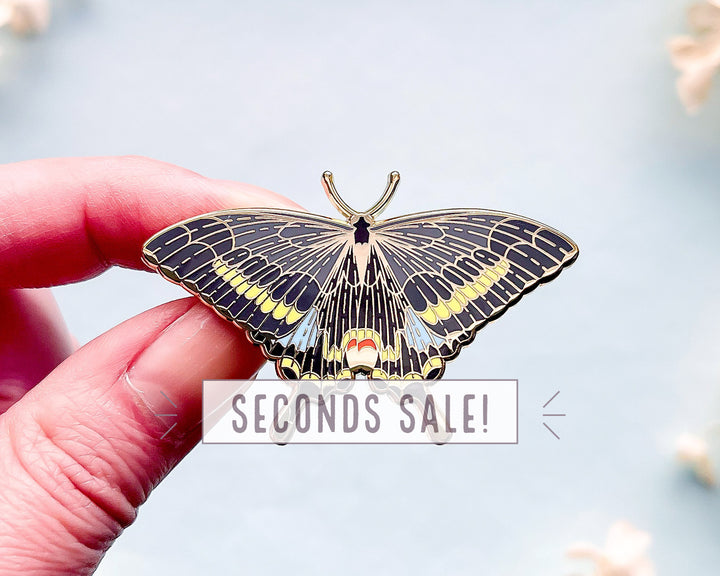 Paris Peacock Butterfly Enamel Pin (Seconds)