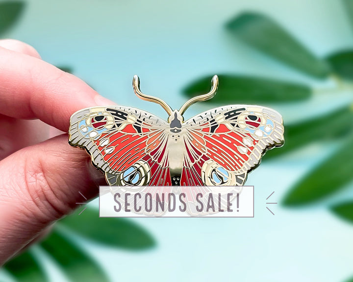 European Peacock Butterfly Enamel Pin (Seconds)