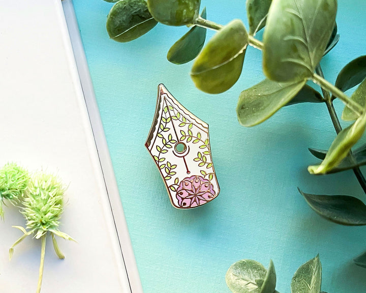 Floral Fountain Pen Enamel Pin (Seconds)