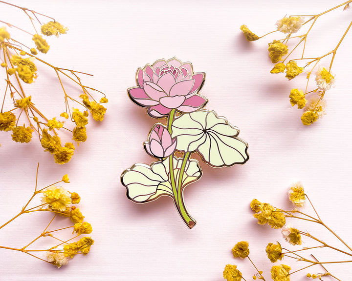 Pink Lotus (Nelumbo nucifera) Enamel Pin