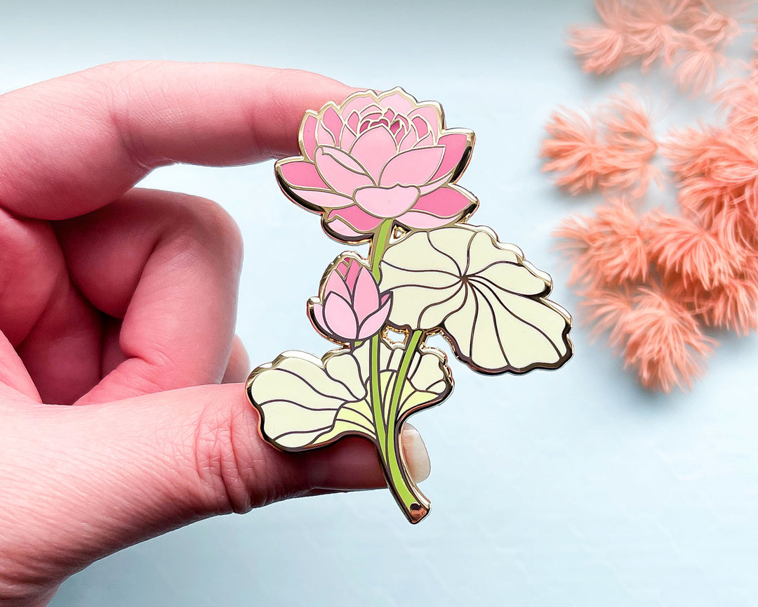 Pink Lotus (Nelumbo nucifera) Enamel Pin