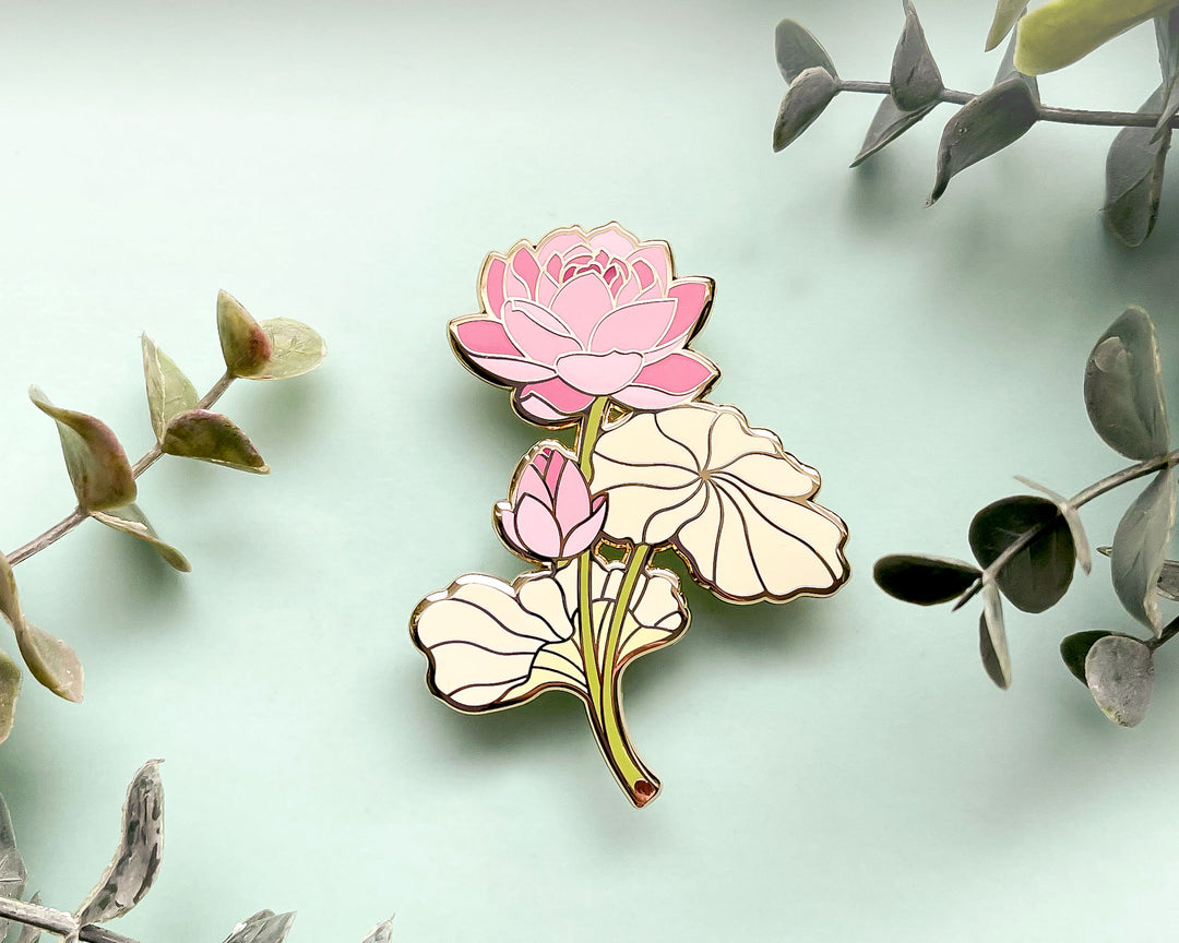 Pink Lotus (Nelumbo nucifera) Enamel Pin