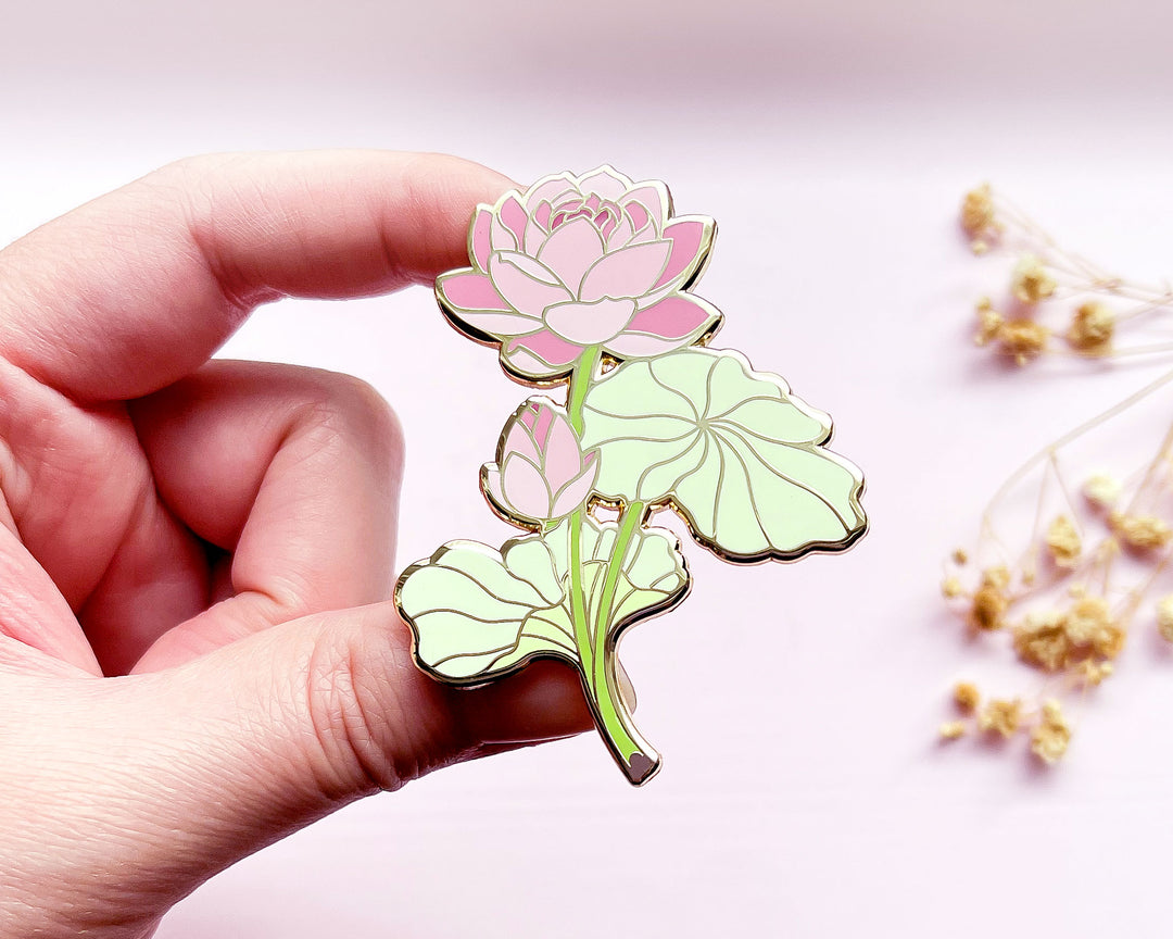 Pink Lotus (Nelumbo nucifera) Enamel Pin