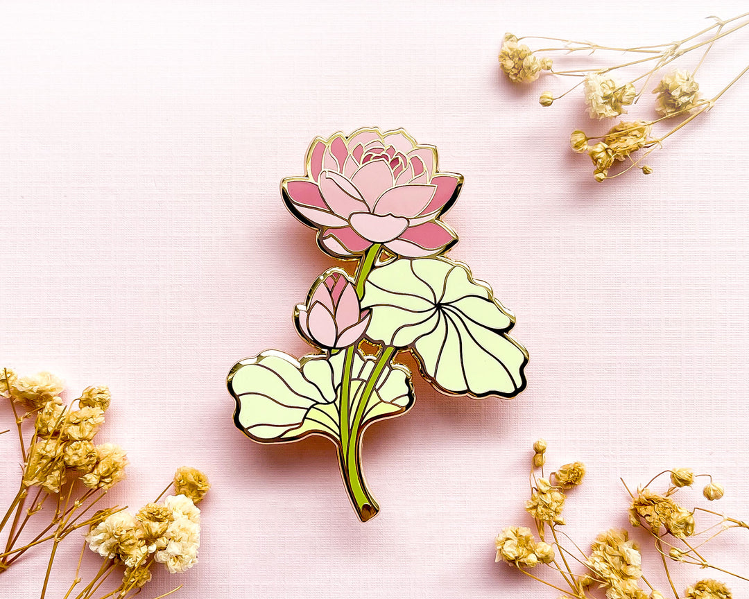 Pink Lotus (Nelumbo nucifera) Enamel Pin