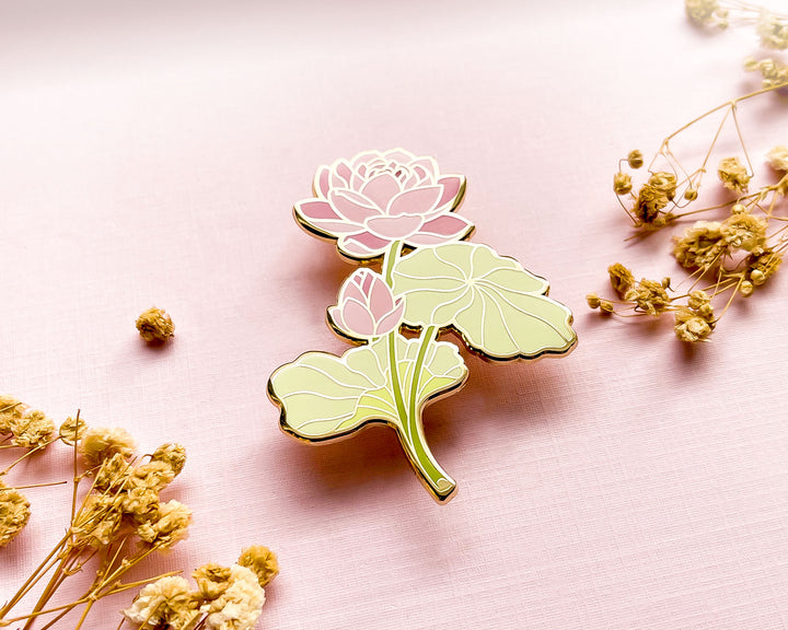 Pink Lotus (Nelumbo nucifera) Enamel Pin