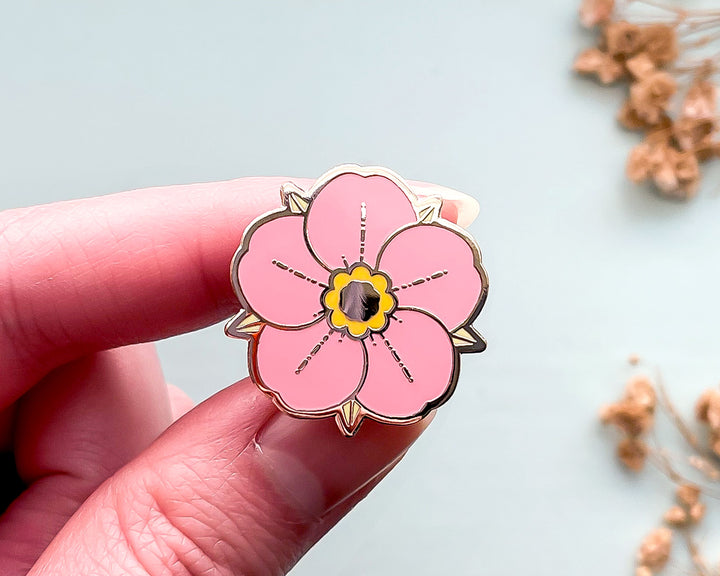 Mini Pink Strawberry Flower Enamel Pin