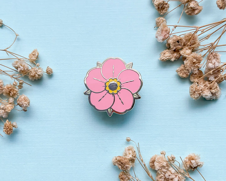 Mini Pink Strawberry Flower Enamel Pin