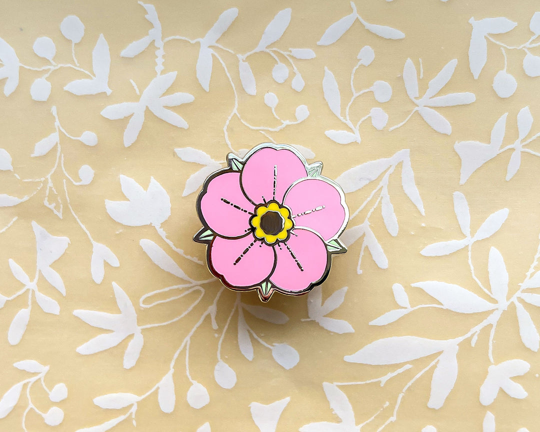 Mini Pink Strawberry Flower Enamel Pin