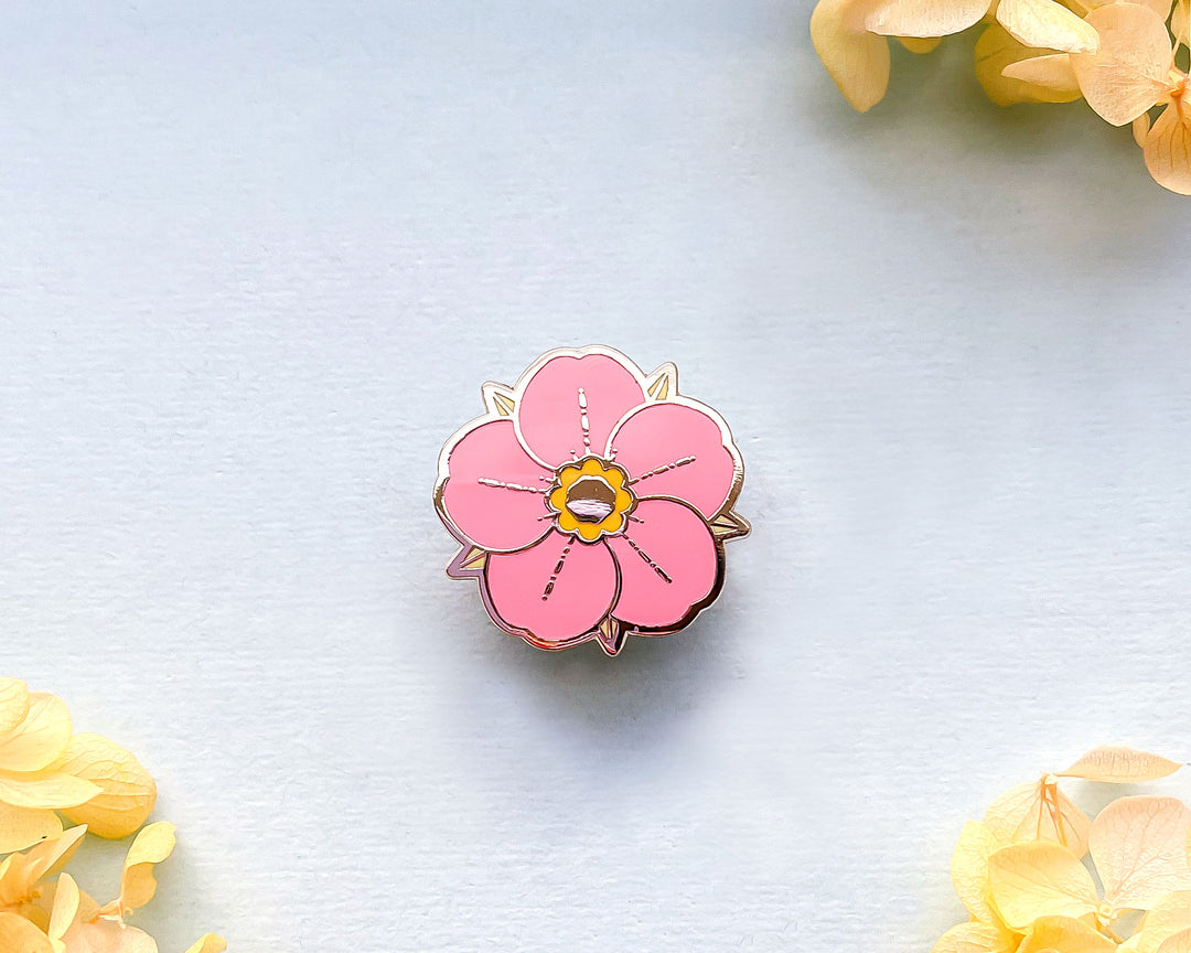 Mini Pink Strawberry Flower Enamel Pin