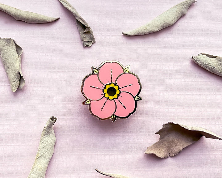 Mini Pink Strawberry Flower Enamel Pin