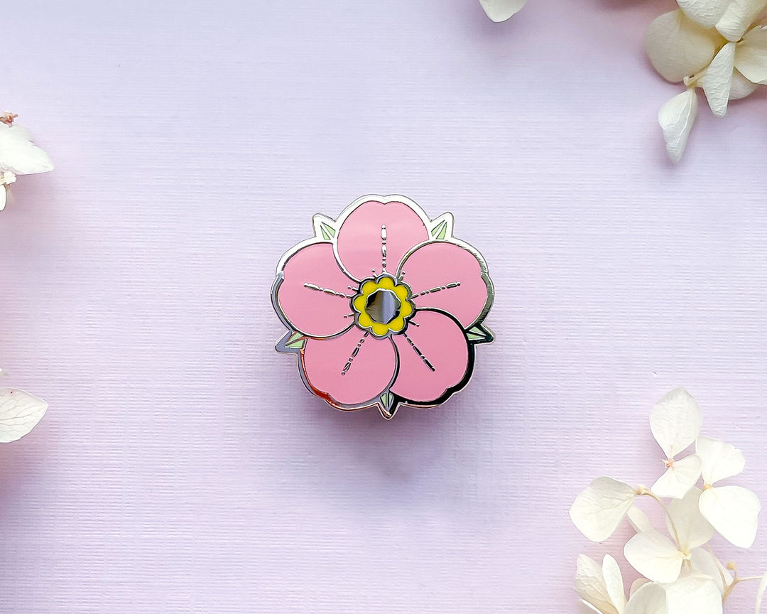 Mini Pink Strawberry Flower Enamel Pin