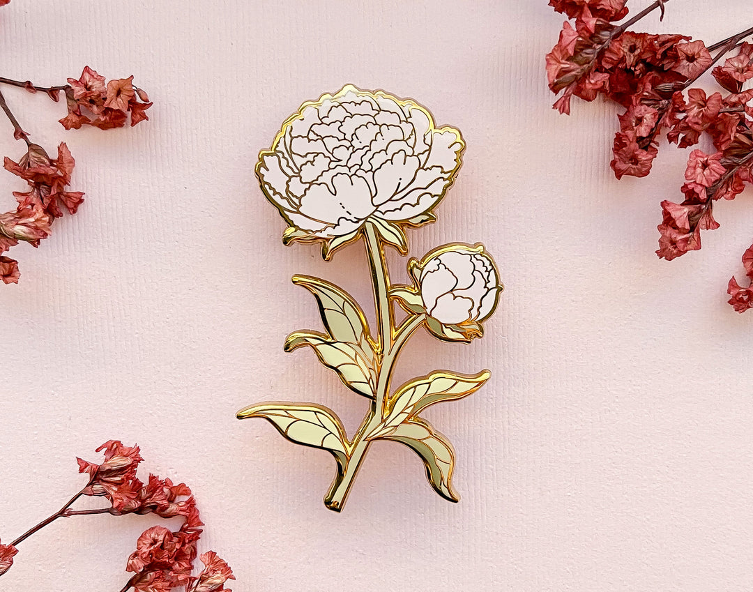 Pink Peony (Paeonia × suffruticosa) Enamel Pin