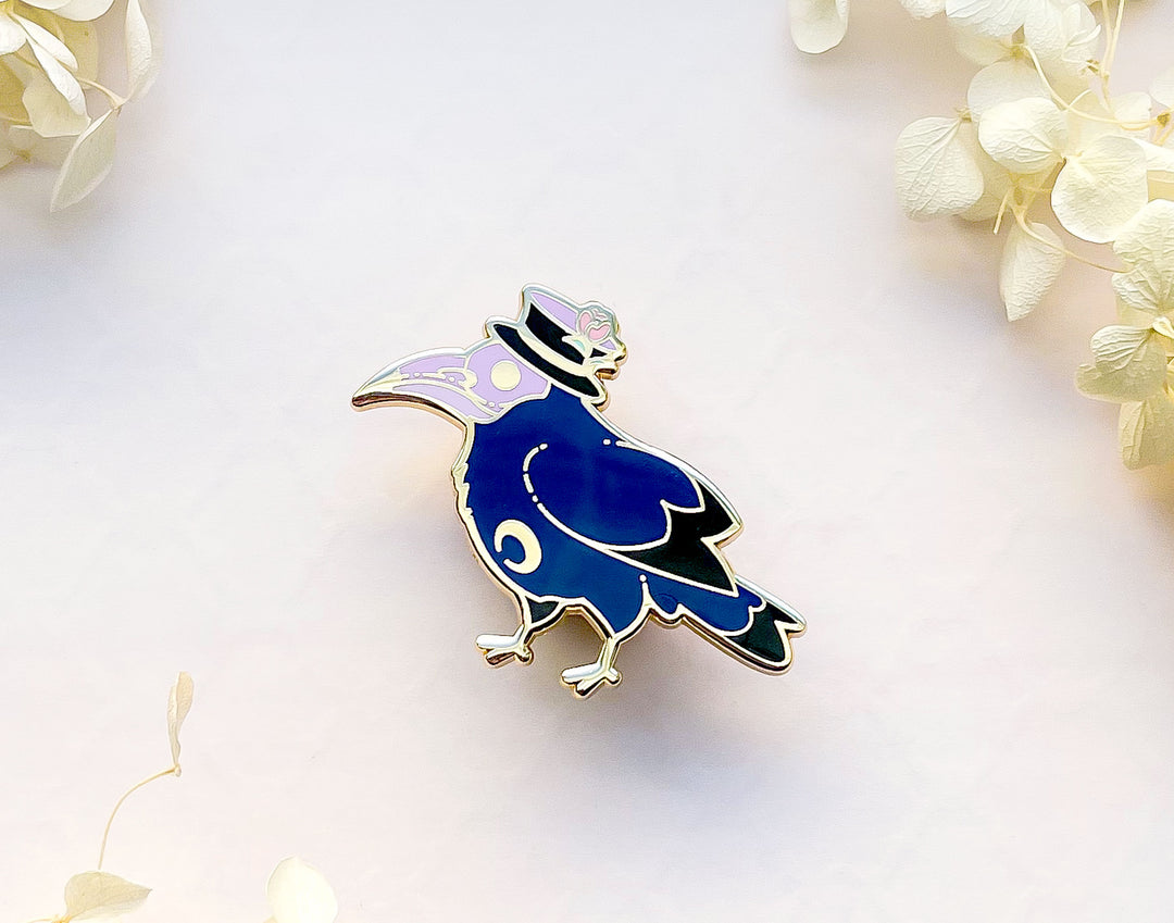 Plague Doctor Moon Crow Enamel Pin