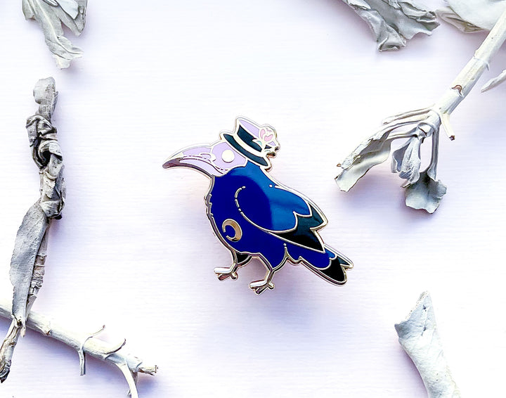 Plague Doctor Moon Crow Enamel Pin