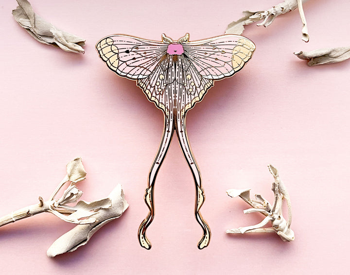 Argus Pink Silk Moth (Eudaemonia argus) Enamel Pin