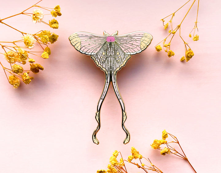 Argus Pink Silk Moth (Eudaemonia argus) Enamel Pin