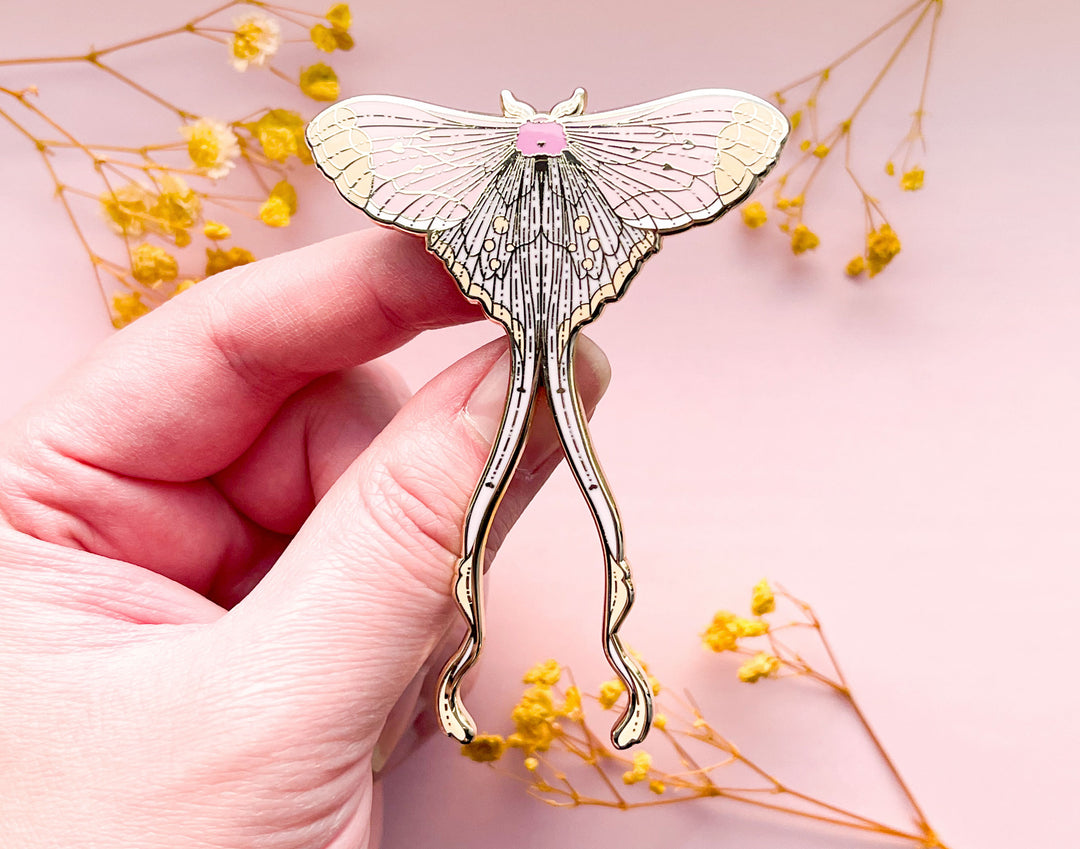 Argus Pink Silk Moth (Eudaemonia argus) Enamel Pin