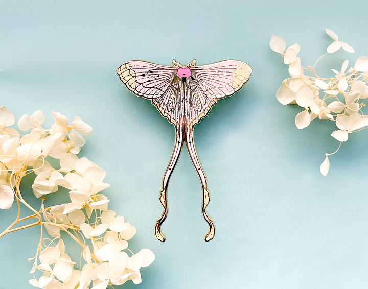 Argus Pink Silk Moth (Eudaemonia argus) Enamel Pin