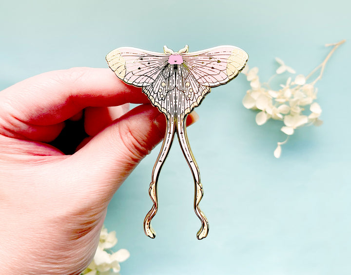 Argus Pink Silk Moth (Eudaemonia argus) Enamel Pin