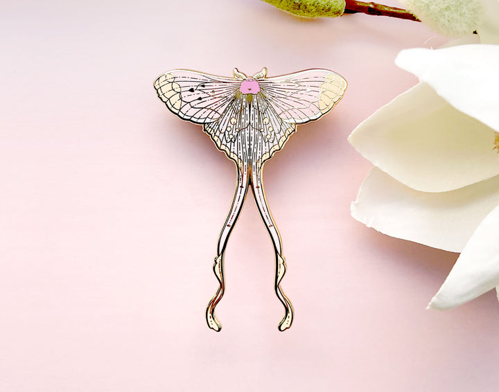 Argus Pink Silk Moth (Eudaemonia argus) Enamel Pin